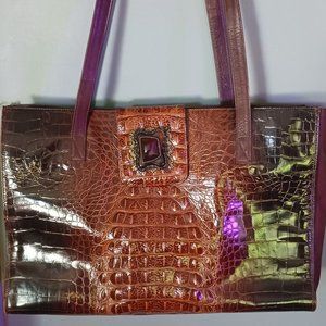 LIKE NEW MADE IN ITALY FUR MAYA FAUX ANIMAL SNAKESKIN LEATHER LARGE TOTE BAG
